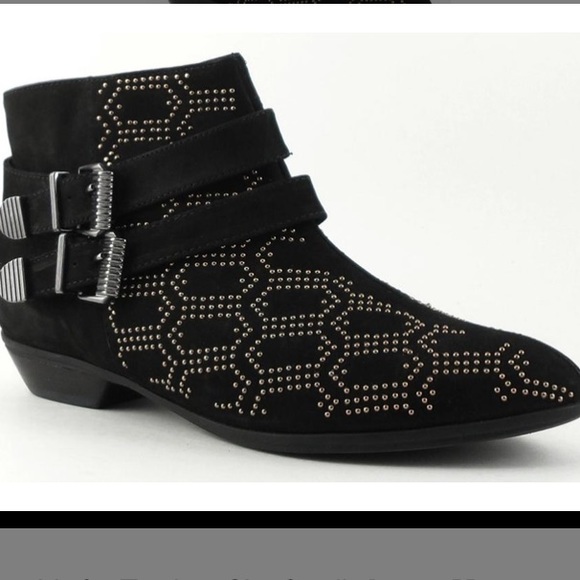 SCHUTZ Black Carletta Nubuck Studded Ankle…